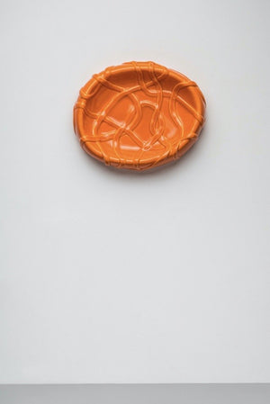 Persimmon Orange Centrepiece platter The Absurd Made Flesh by Michael Kvium · €360 · RAAWII | CURATED BY EYEDS