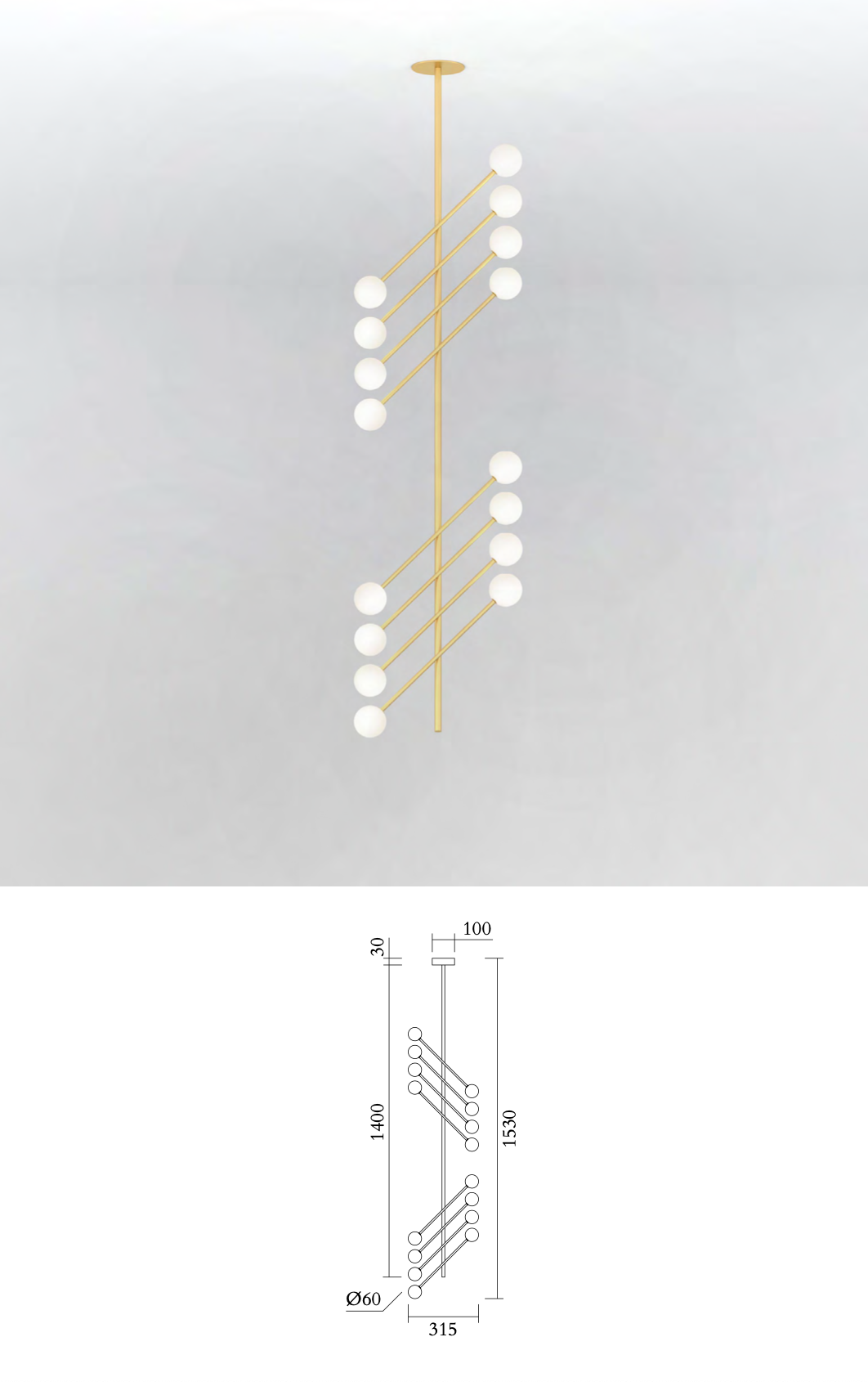 Offset 469 Pendant Light 4+4 Tubes · €5775 · ATELIER ARETI | CURATED BY EYEDS