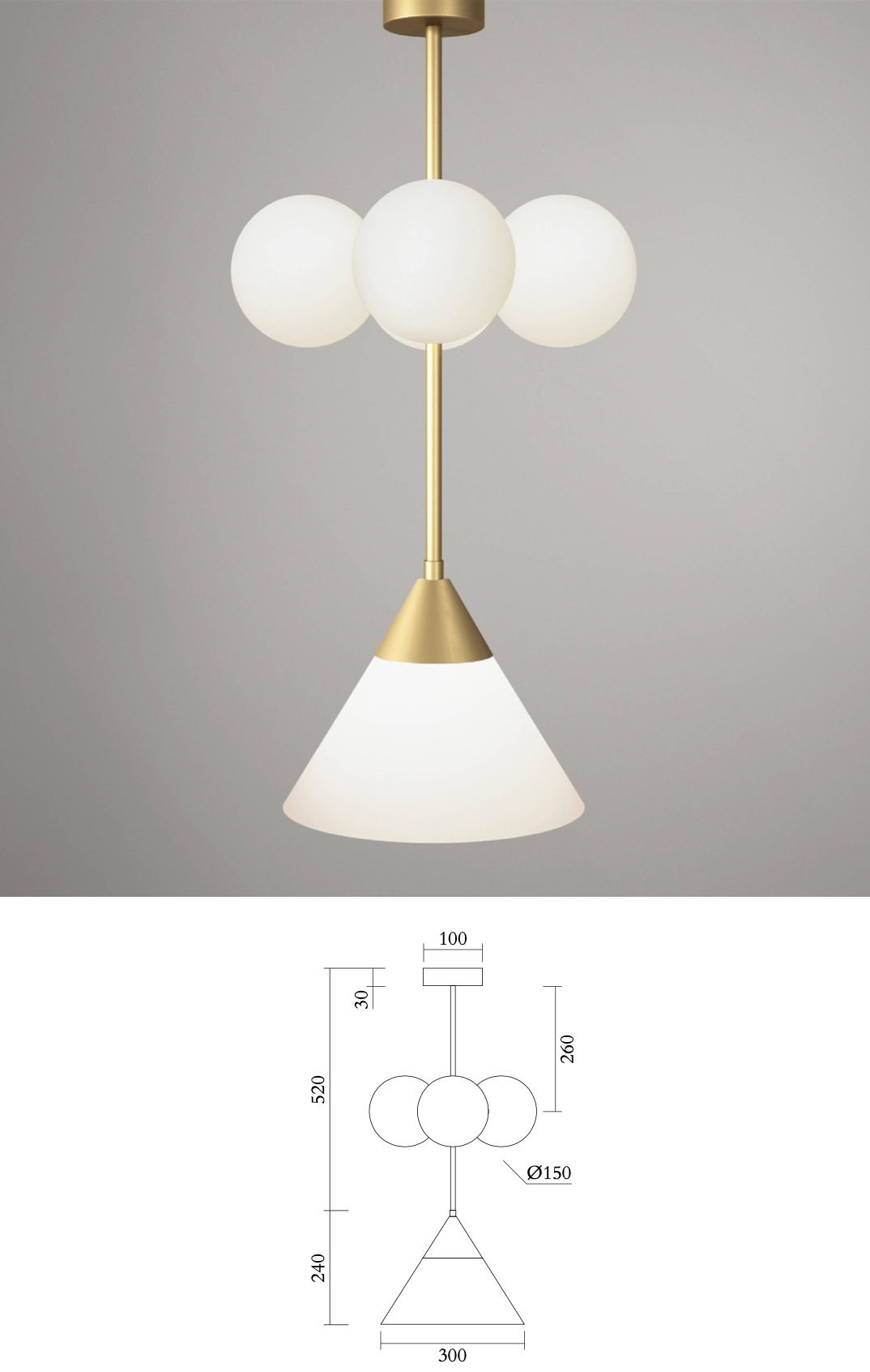 Axis 177 Pendant Light 4 Glass Globes + 1 Glass Cone · €1160 · ATELIER ARETI | CURATED BY EYEDS