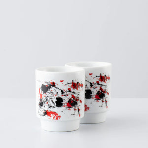Open image in slideshow, Small espresso cups set of 2 with graphic motif by Asger Jorn
