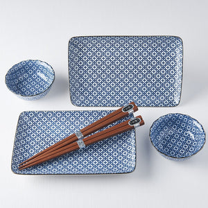 Blue & White Sushi Set Geometric Flowers · €50 · CURATED BY EYEDS