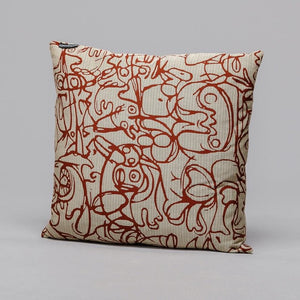 Cushion x Herringbone Edition Twine Natural fabric Henna artwork · €195 · ASGER JORN | CURATED BY DOMICILECULTURE