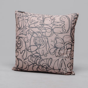 Cushion x Herringbone Edition Dusty Rosa fabric Dark Grey artwork · €195 · ASGER JORN | CURATED BY DOMICILECULTURE