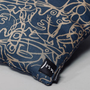 Cushion x Herringbone Edition Dark Blue fabric Camel artwork · €195 · ASGER JORN | CURATED BY DOMICILECULTURE
