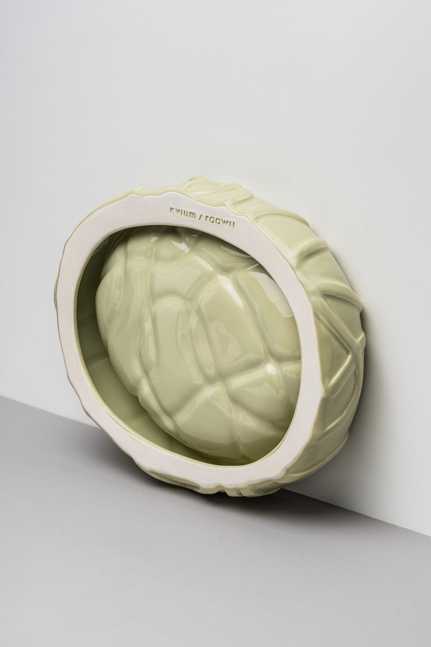Pale Green Centrepiece platter The Absurd Made Flesh by Michael Kvium · €360 · RAAWII | CURATED BY EYEDS